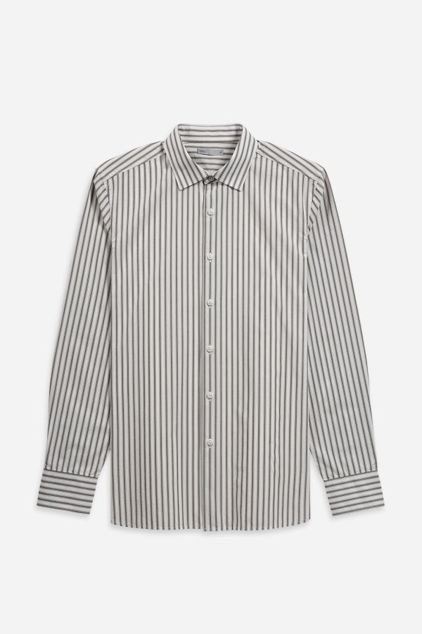 O.N.S Adrian Shadow Stripe Shirt - Bright White/Black Stripe