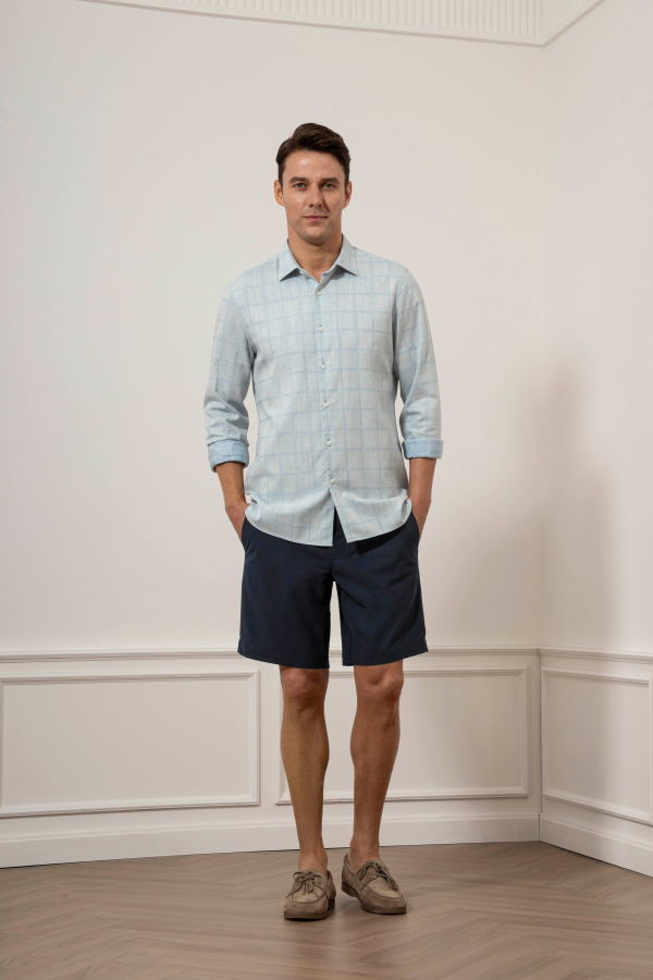 O.N.S Adrian Windowpane Shirt - Cloudy Blue/Lt Blue Check