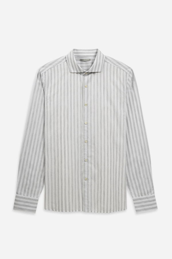 O.N.S Arthur Bengal Stripe Shirt - Bright White/Lt Grey Heather Stripe