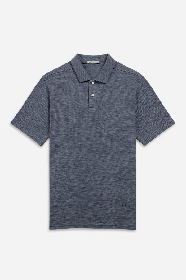 O.N.S Bennett Slub Waffle Polo - Iron Blue