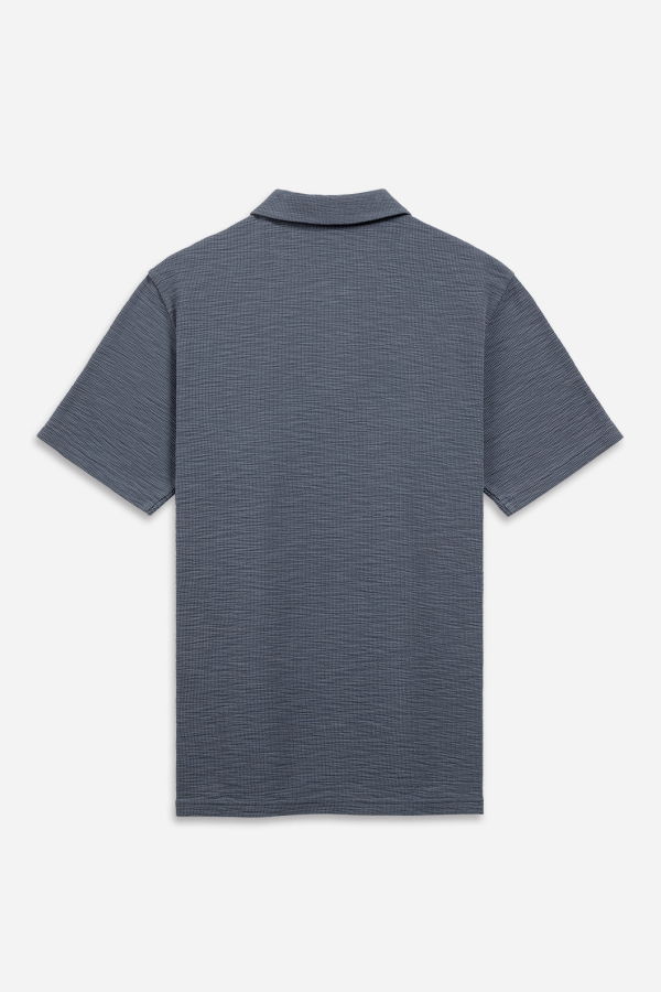 O.N.S Bennett Slub Waffle Polo - Iron Blue