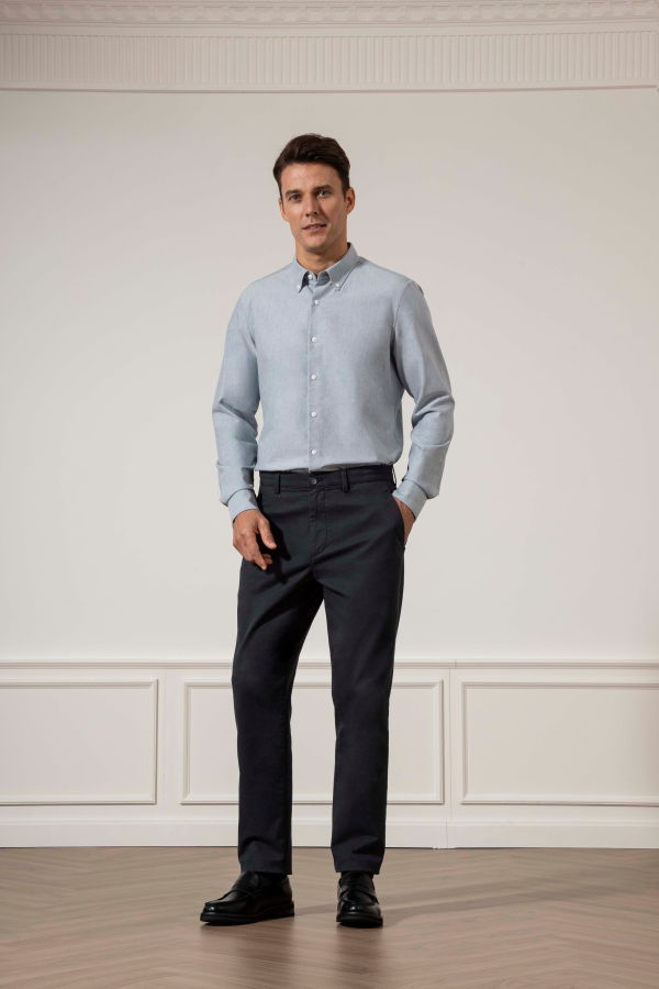 O.N.S Fulton Heather Oxford Shirt - Dk Blue Heather