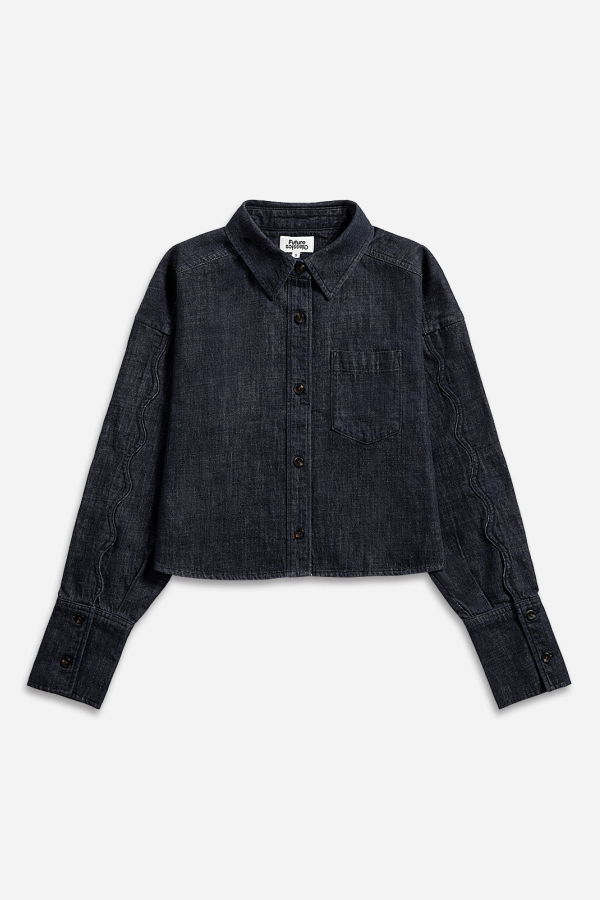 Future Classics Motif Sleeve Denim Shirt - Dark Indigo