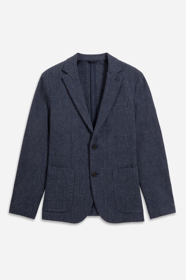 O.N.S Perry Seersucker Check Blazer - Dk Navy