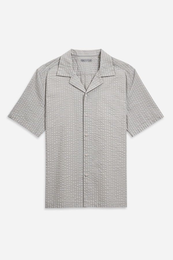 O.N.S Rockaway Seersucker Stripe Shirt - Lt Grey/Bright White Stripe