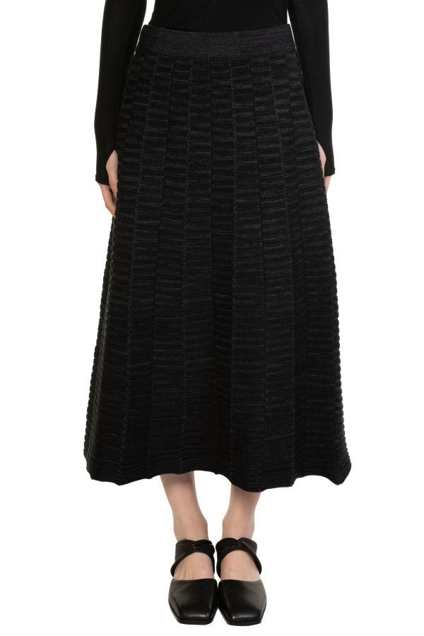 swaying/knit Pleated Textured Wool Skirt
