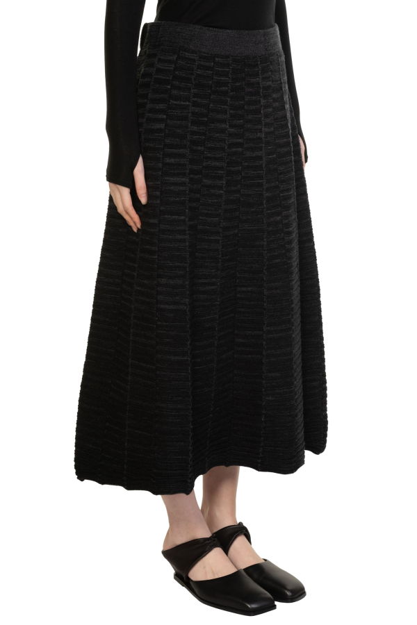 swaying/knit Pleated Textured Wool Skirt