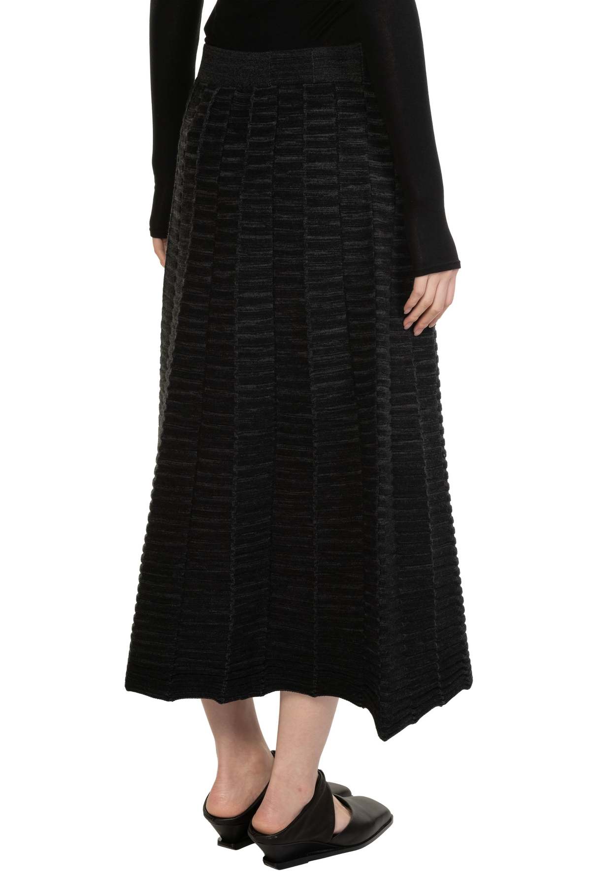 swaying/knit Pleated Textured Wool Skirt - Image 3 of 5