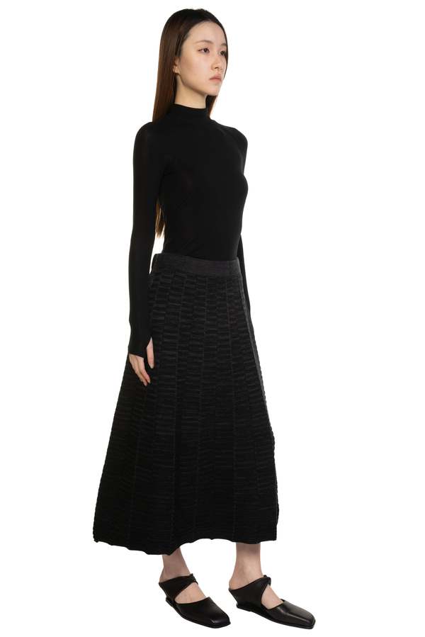 swaying/knit Pleated Textured Wool Skirt