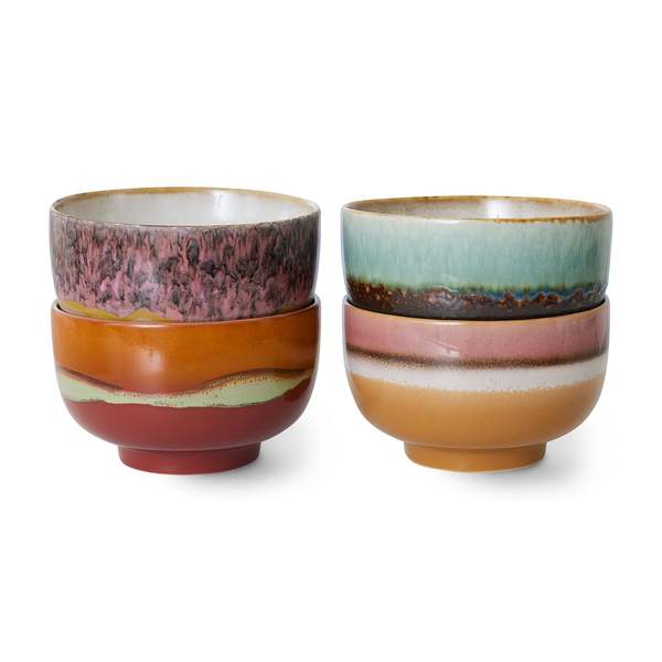 HKliving 70s Ceramics Geyser Noodle Bowls (Set of 4)