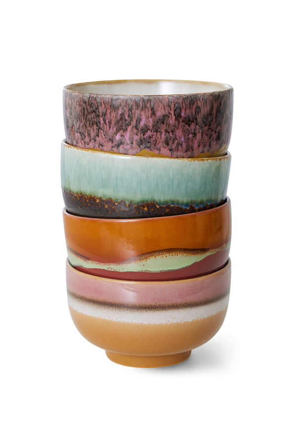 HKliving 70s Ceramics Geyser Noodle Bowls (Set of 4)