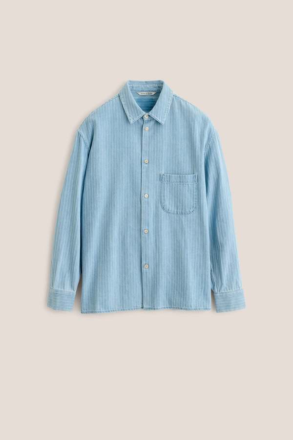 A Kind of Guise Gusto Shirt - Distressed Stripe Denim