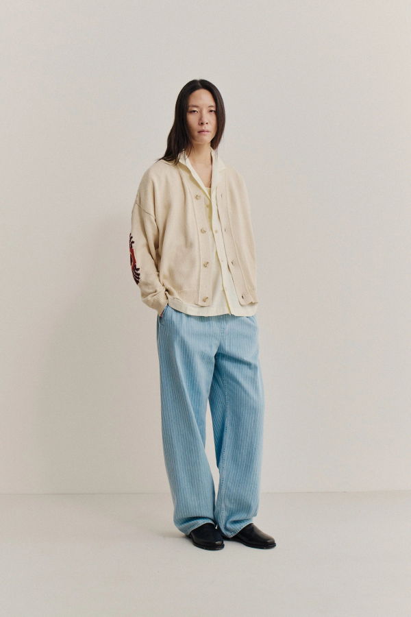 A Kind of Guise Samurai Trousers - Distressed Stripe Denim