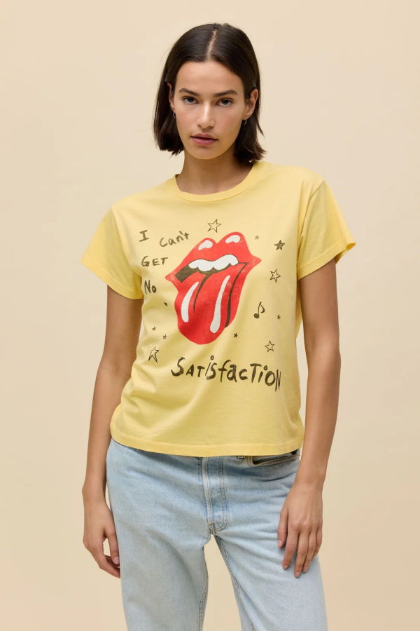Daydreamer Rolling Stones Satisfaction Doodles Solo Tee - Poppy Yellow