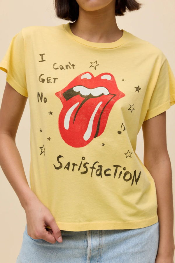 Daydreamer Rolling Stones Satisfaction Doodles Solo Tee - Poppy Yellow