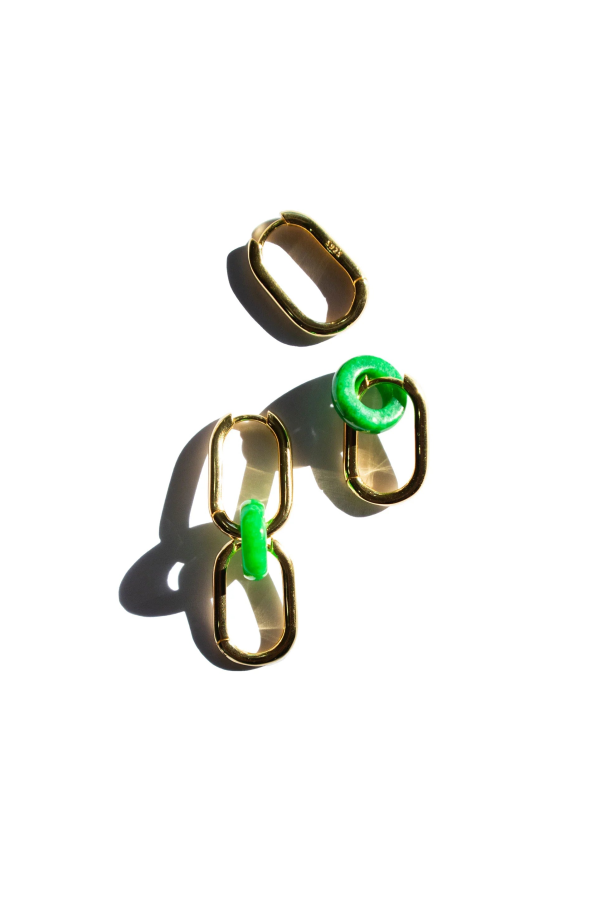 seree Della Convertible Link Jade Earrings - Gold Plated