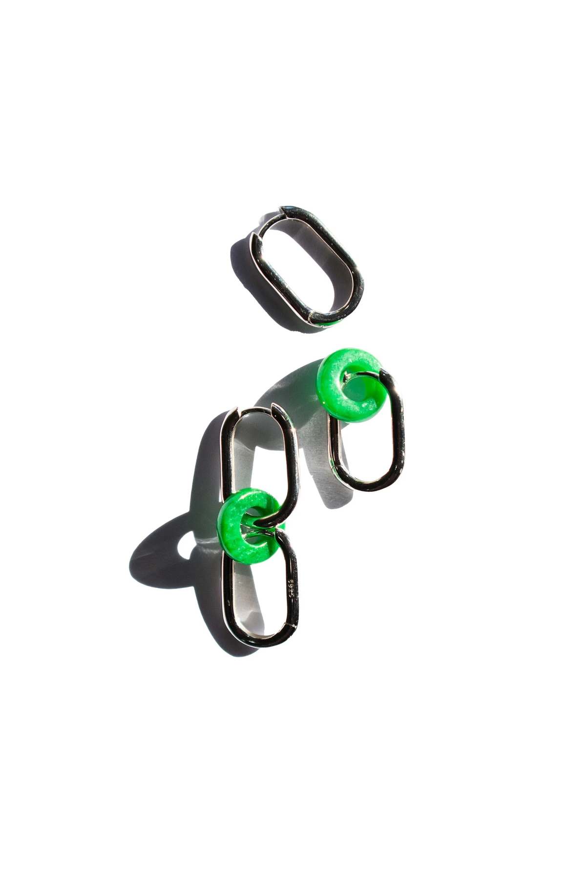 seree Della Convertible Link Jade Earrings - Sterling Silver - Image 1 of 4