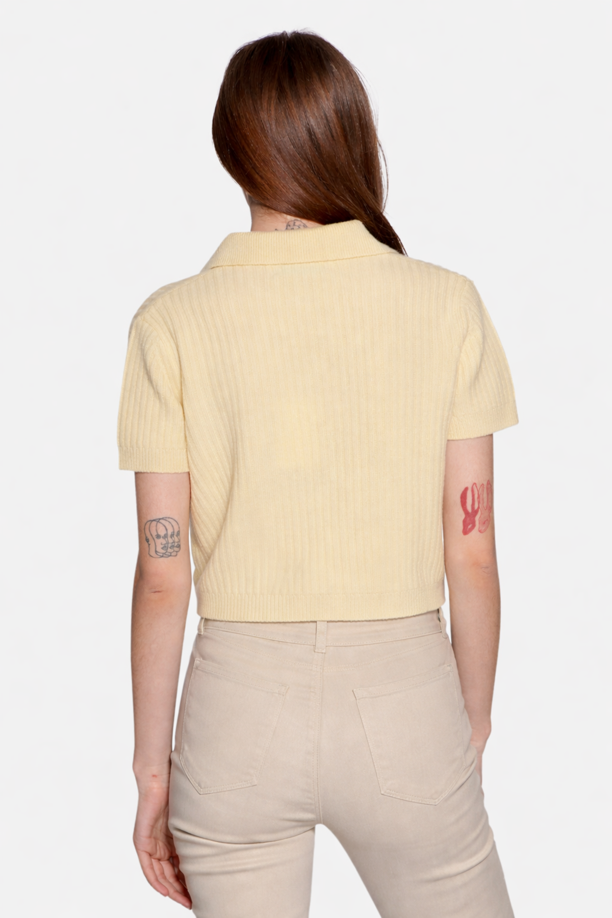 The Tile Club Farrah Short Sleeve Polo - Pale Yellow - Image 2 of 4