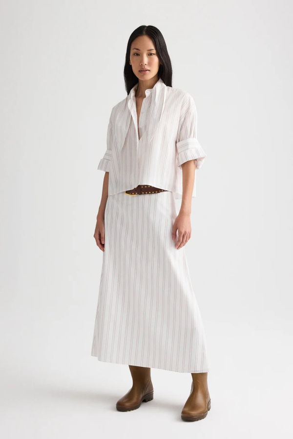 TWP Tie One On Cotton Blouse - White-Wine