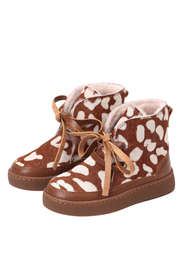 KIDS Donsje Archie Boots - Brown Spotted Cow Hair