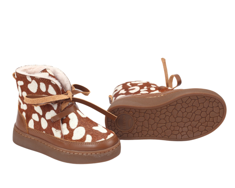 KIDS Donsje Archie Boots - Brown Spotted Cow Hair