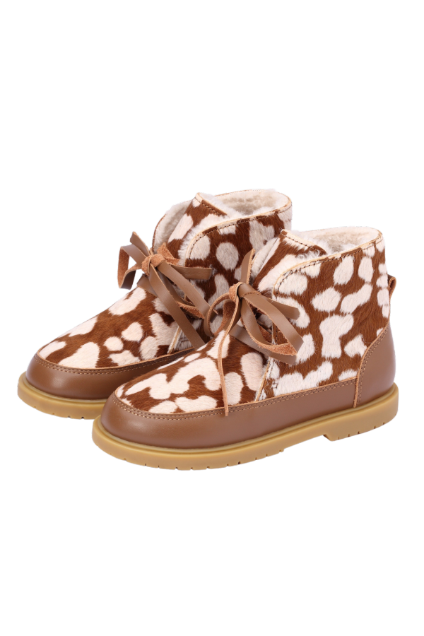 KIDS Donsje Buddy Exclusive Boots - Brown Spotted Cow Hair