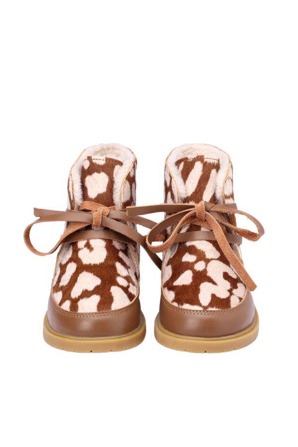 KIDS Donsje Buddy Exclusive Boots - Brown Spotted Cow Hair