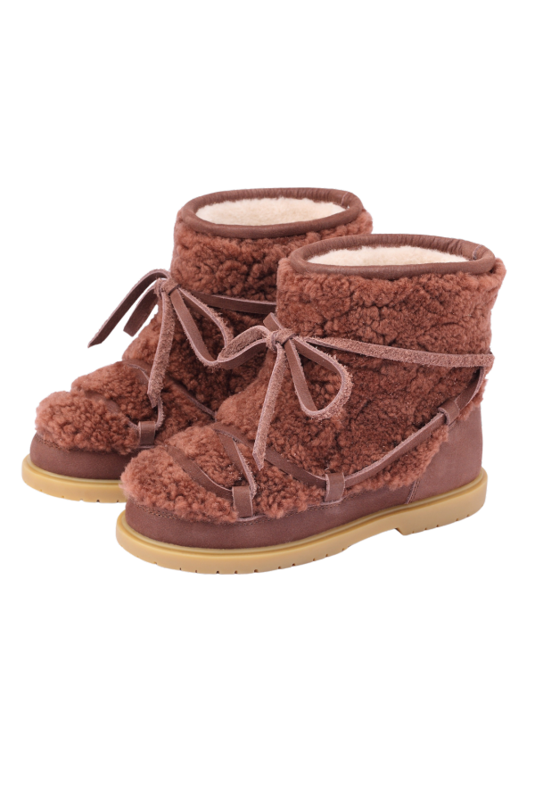KIDS Donsje Cassia Boots - Brown Curly Sheep Wool