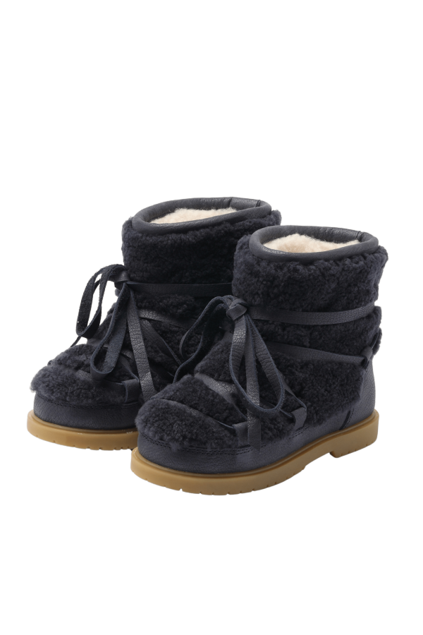 KIDS Donsje Cassia Boots - Navy Curly Sheep Wool