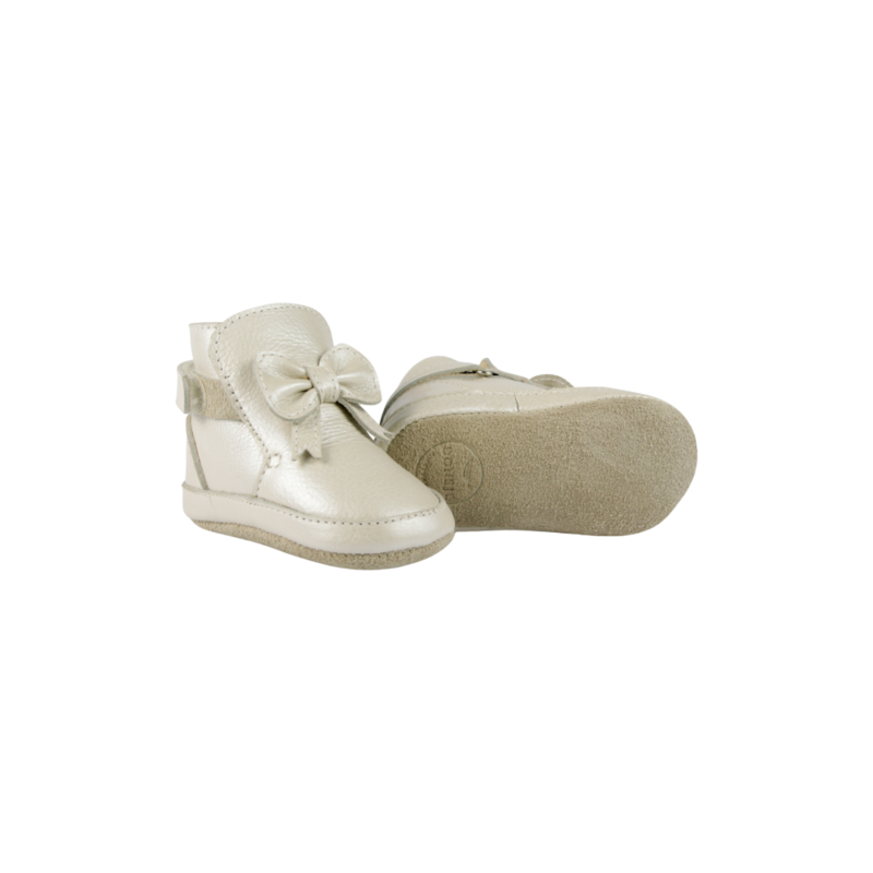 KIDS Donsje Cubow Booties - Off White Metallic Leather