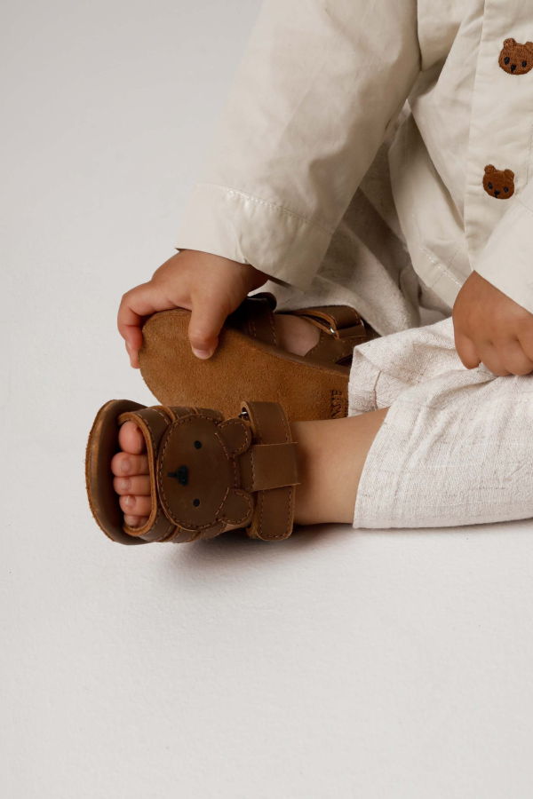 KIDS Donsje Diedan Bear Sandals - Cognac Classic Leather
