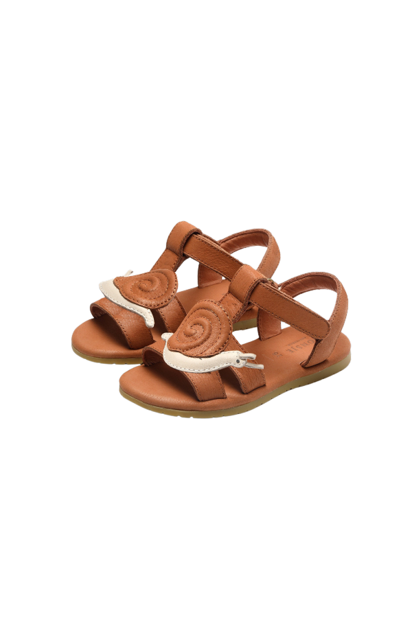 KIDS Donsje Escar Snail Sandals - Walnut Leather
