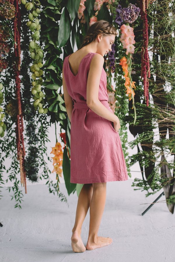 chinese dress ladies Aspiga Ladies Sustainable Dori Linen Teal Mini Summer Dress