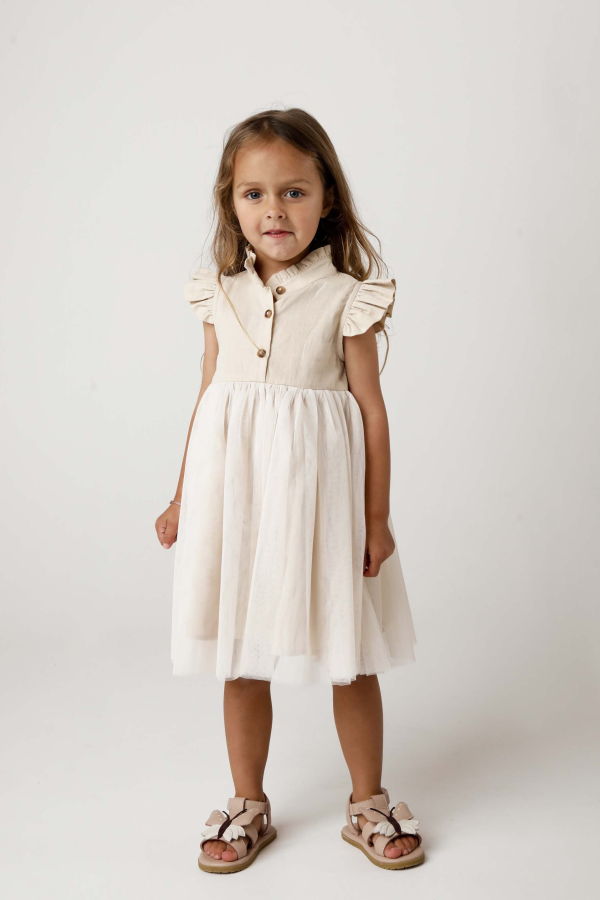 KIDS Donsje Fleurance Dress - Soft Sand