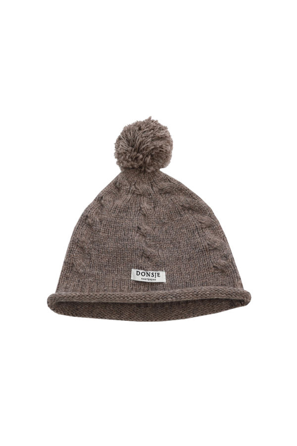 KIDS Donsje Fofo Merino Wool Hat - Dark Taupe Melange