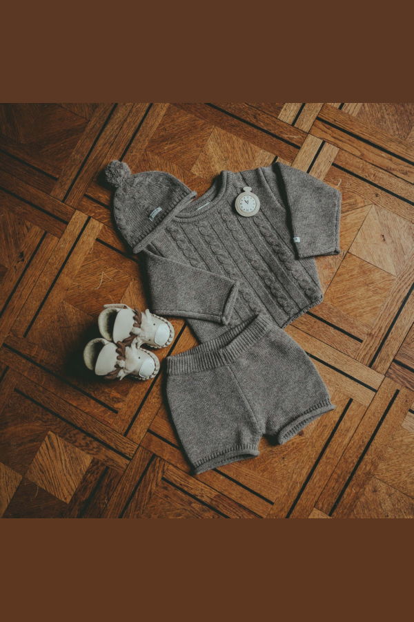 KIDS Donsje Fofo Merino Wool Hat - Dark Taupe Melange