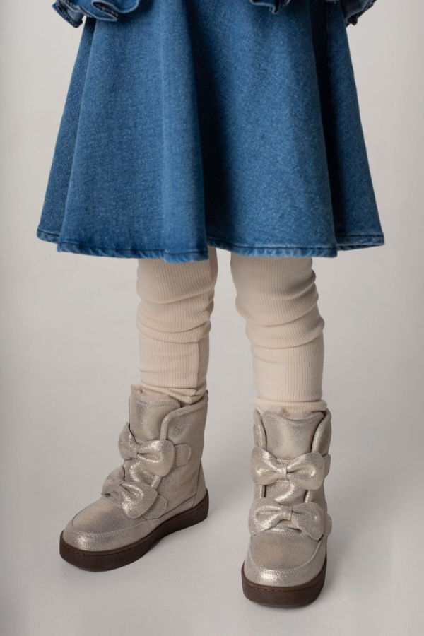KIDS Donsje Isa Exclusive Boots Kids Boots - Silver Metallic Leather