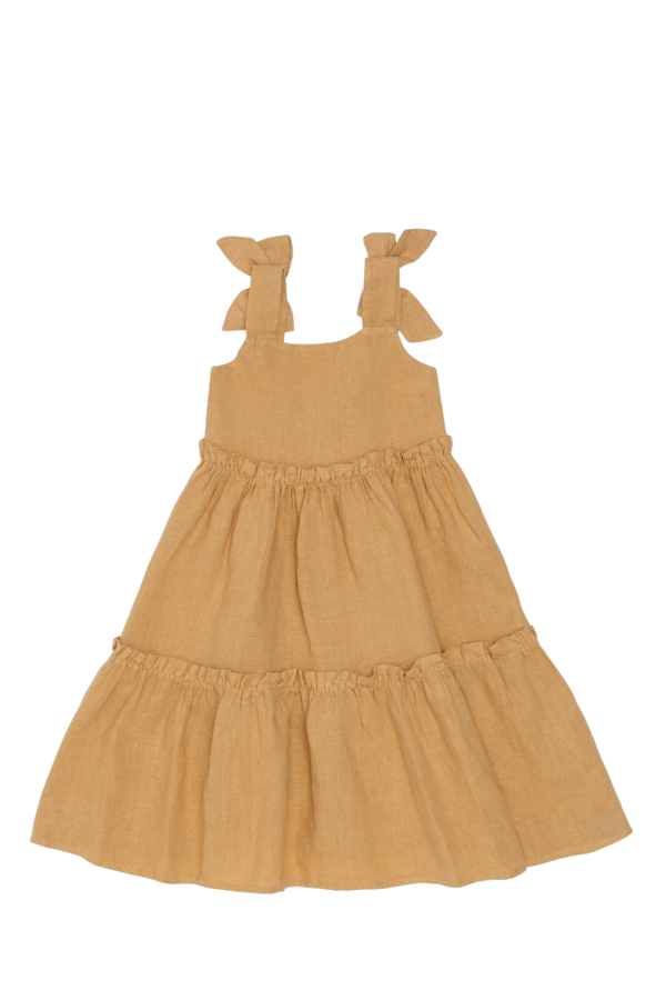 KIDS Donsje Janne Linen Dress - Toast