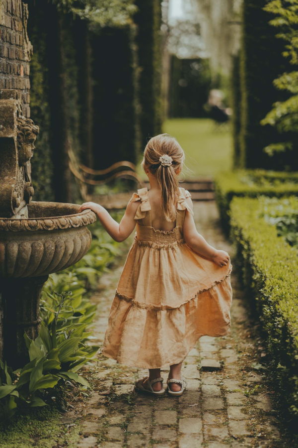 KIDS Donsje Janne Linen Dress - Toast