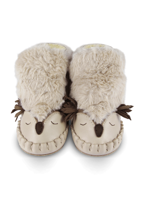 KIDS Donsje Kapi Exclusive Booties Owl Booties - Light Beige Soft Faux Fur