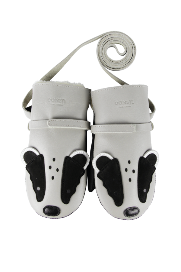 KIDS Donsje Kapi Exclusive Badger Mittens - Light Stone Leather