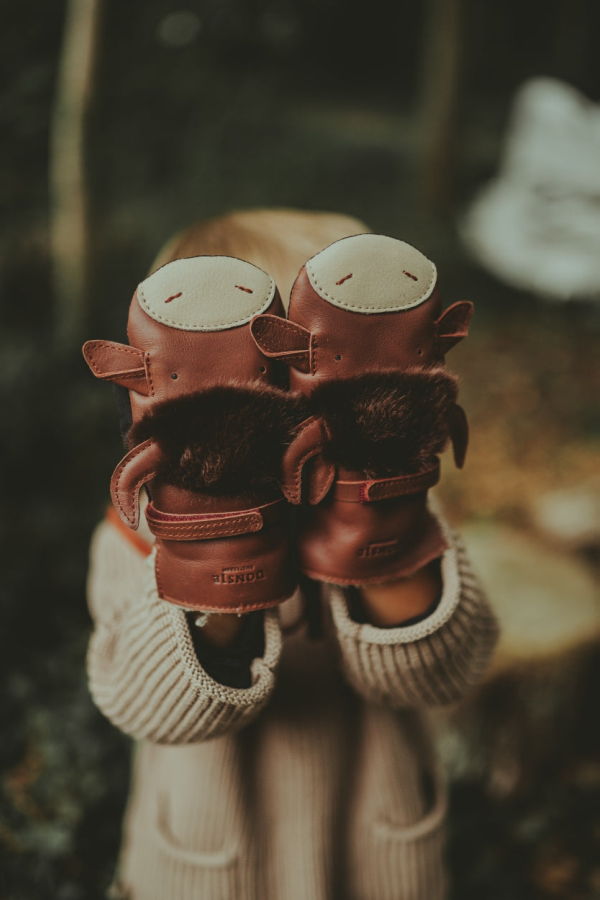 KIDS Donsje Kapi Exclusive Buffalo Mittens - Burgundy Classic Leather