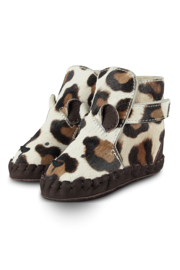 KIDS Donsje Kapi Exclusive Jaguar Baby Booties - Jaguar Spotted Cow Hair
