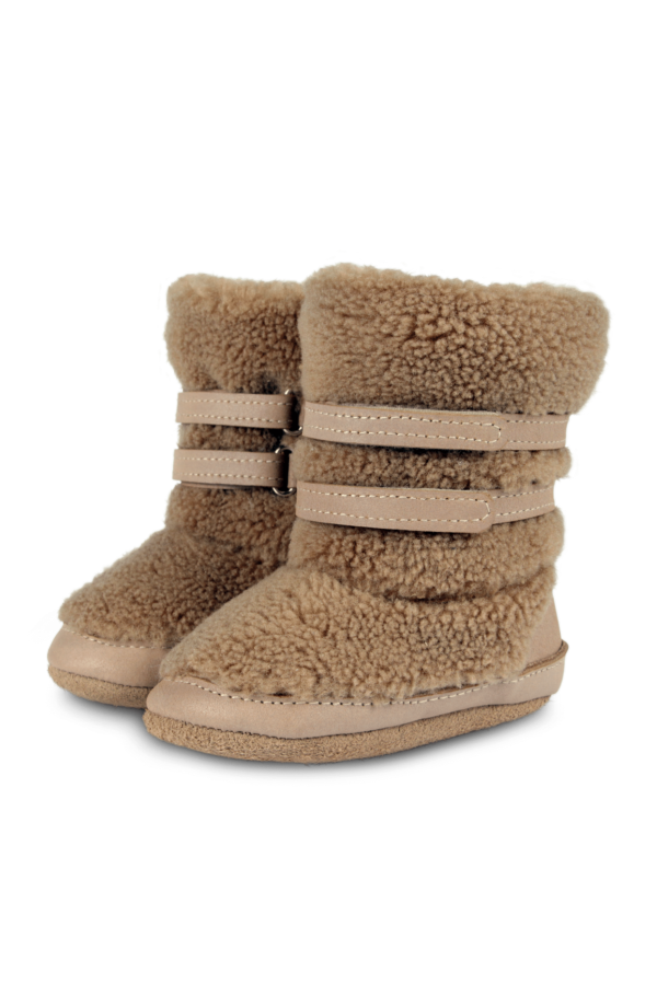 KIDS Donsje Larisso Booties - Light Maple Curly Faux Fur
