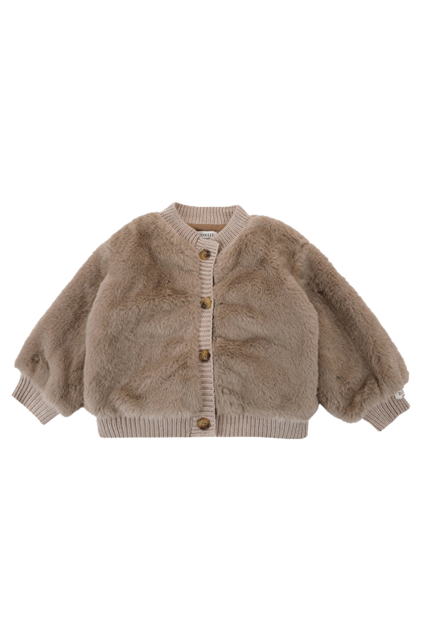 KIDS Donsje Manita Cardigan - Taupe Teddy