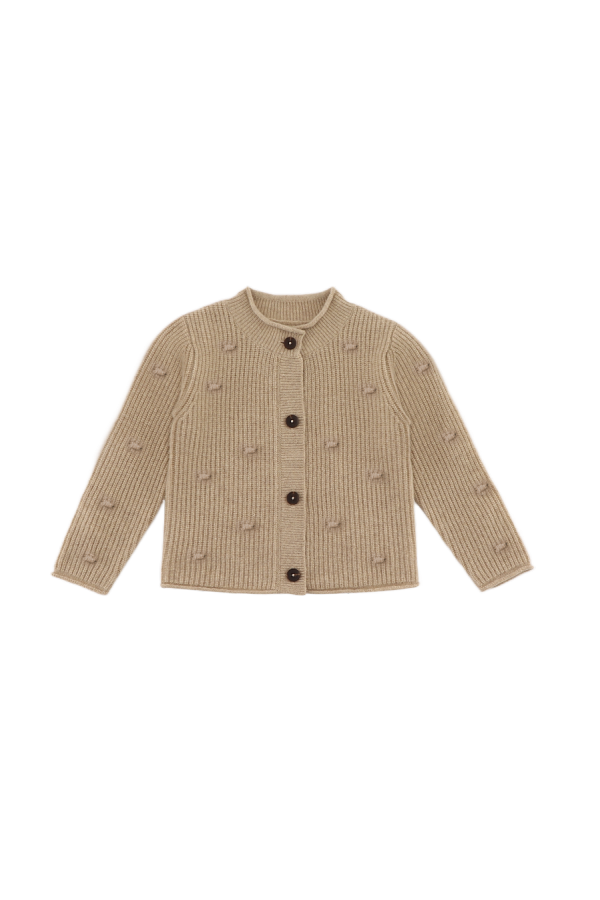 KIDS Donsje Marloes Merino Wool Cardigan - Biscotti Melange