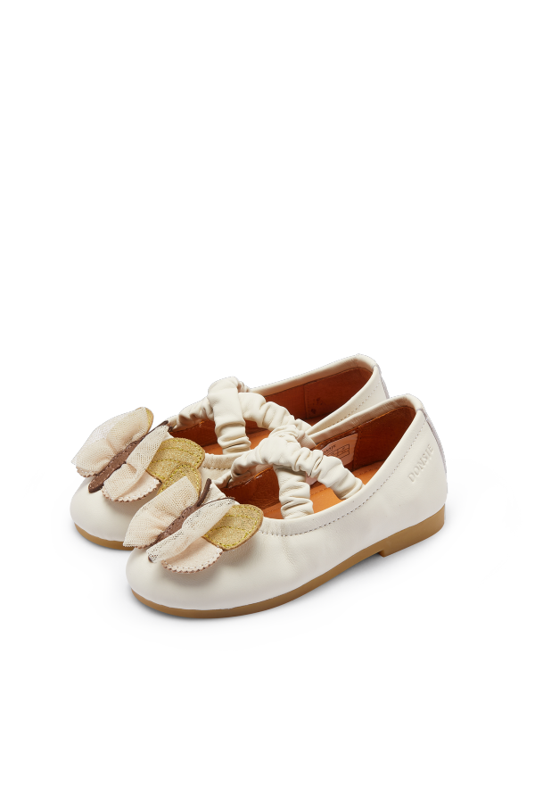 KIDS Donsje Mileni Ballerinas - Cream Sheep Leather