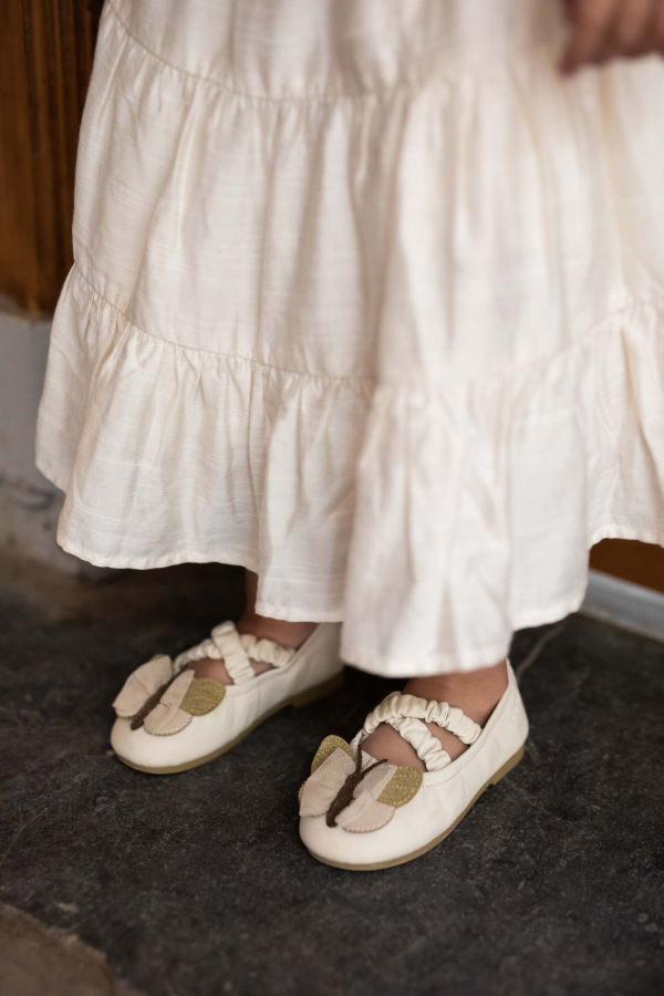 KIDS Donsje Mileni Ballerinas - Cream Sheep Leather