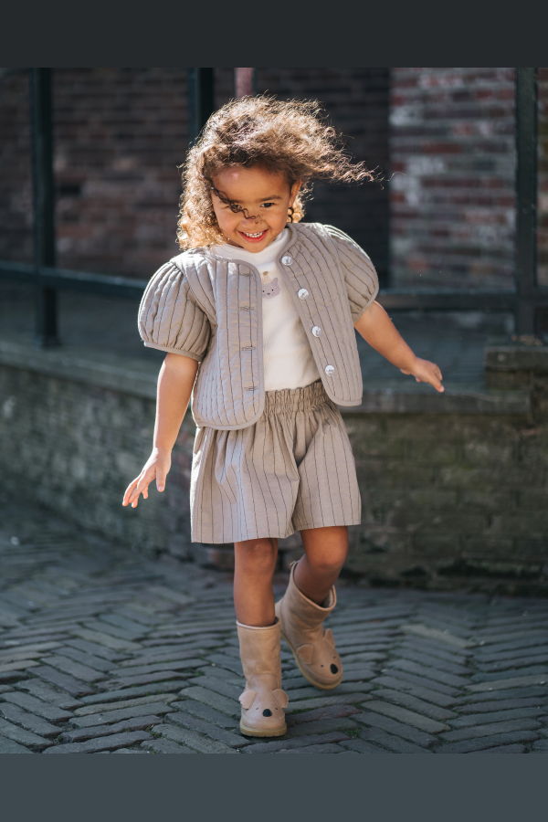 KIDS Donsje Milenna Jacket - Dusty Green Thyme Striped