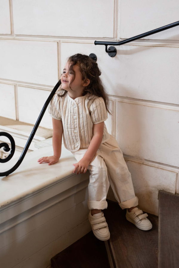 KIDS Donsje Milenna Jacket - Soft Sand - Blue Striped